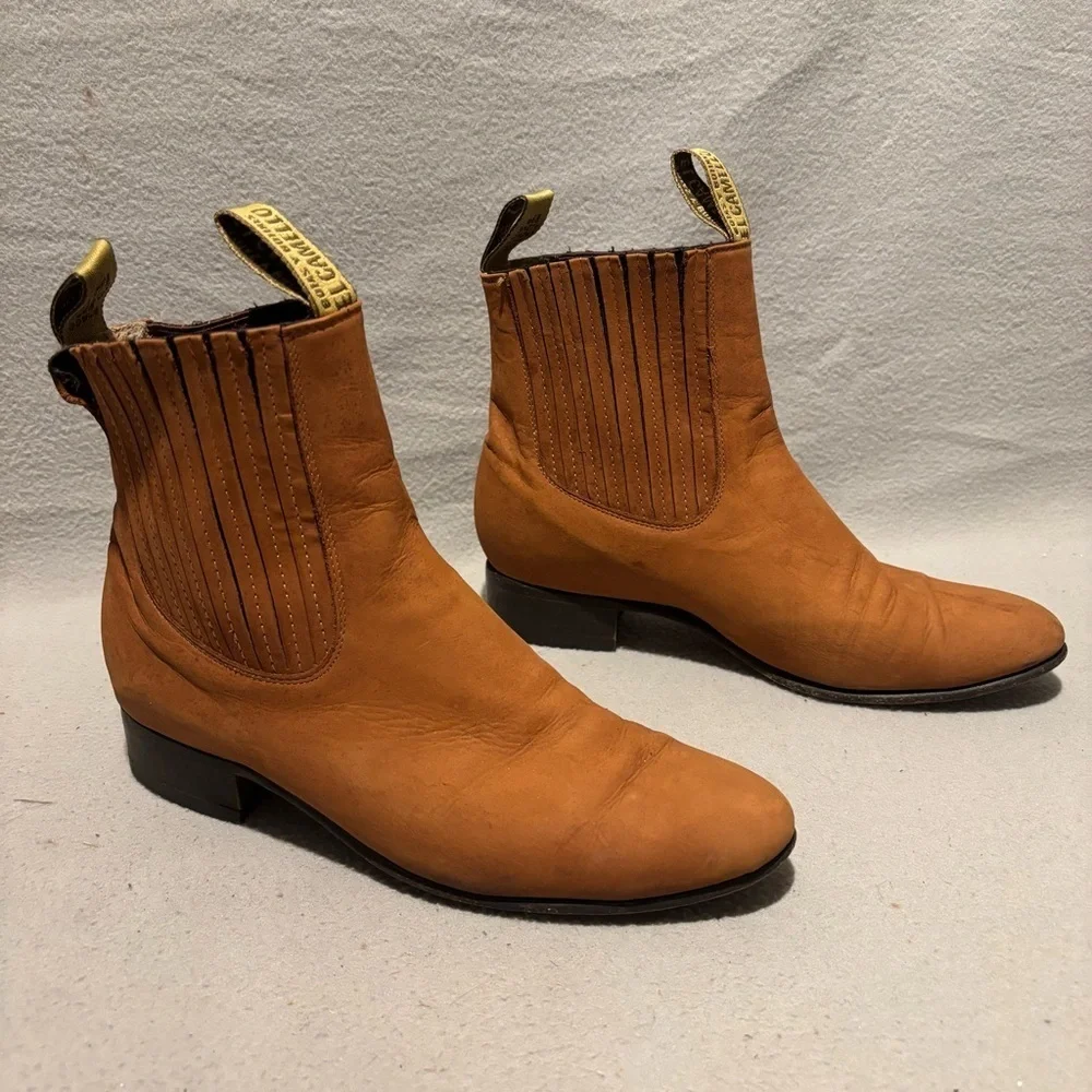 El Camello Botines Tan Nobuck Chelsea Ankle Boots Suede approx. size 7-8